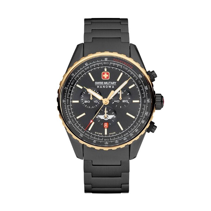 Swiss Military SMWGI0000341 Afterburn Chronograph Black IP Bracelet Watch - W2671