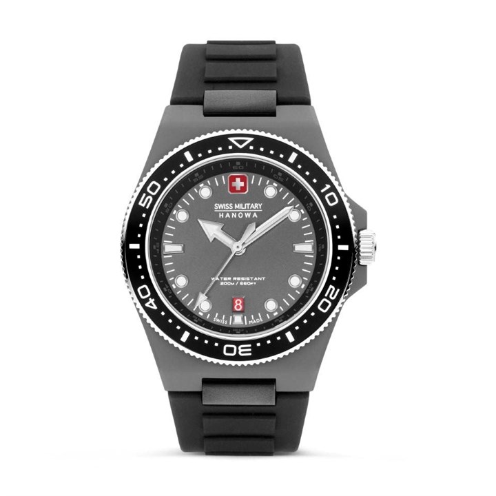 Swiss Military SMWGN0001182 Ocean Pioneer Black Silicone Diver's Watch - W2678