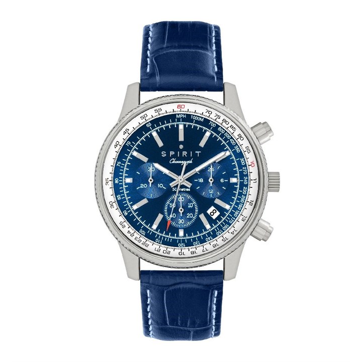 Spirit SP1007 Chronograph Blue Leather Strap Watch - W27126