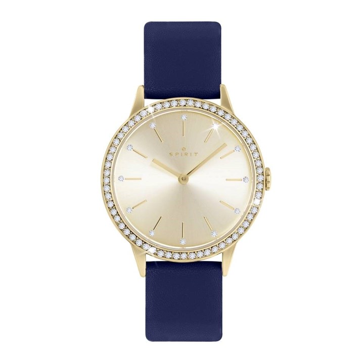 Spirit SP2010 Gold Plated Blue Leather Strap Watch - W27169
