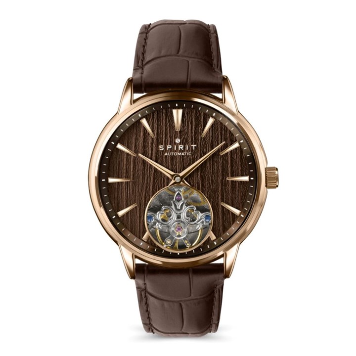 Spirit SP1027 Automatic Brown Leather Strap Watch - W27216