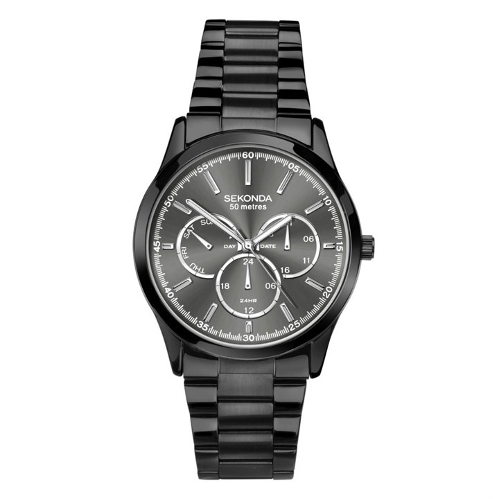 Sekonda 1505 Class 60 Black Ion Plated Multi Dial Bracelet Watch - W31136