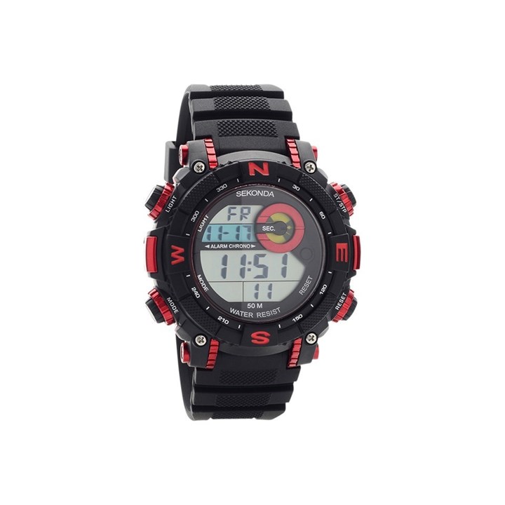 Sekonda 1525 Digital Chronograph Black Resin Strap Watch - W31149