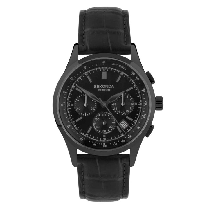 Sekonda 30113 Black IP Black Strap Watch - W31385