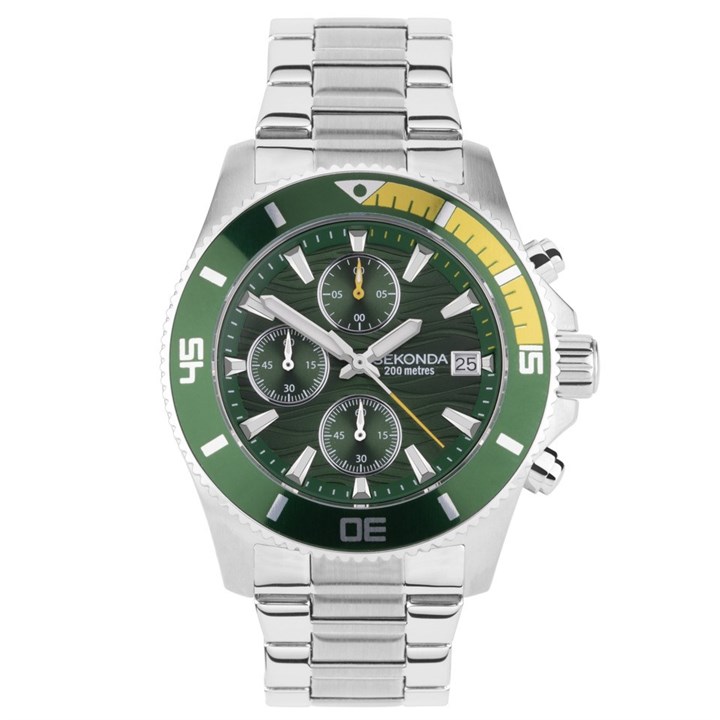 Sekonda 30115 Chronograph Green Dial Bracelet Watch - W31421