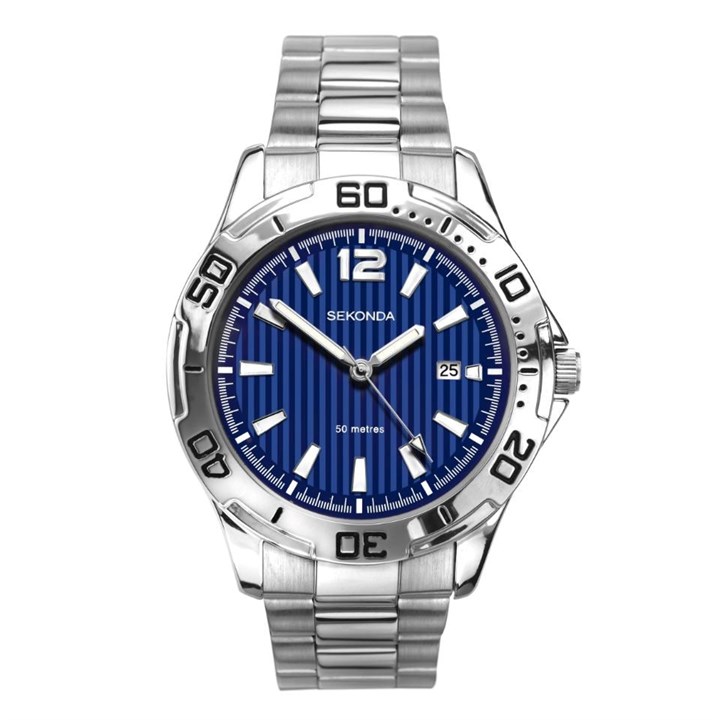 Sekonda 1170 Sports Stainless Steel Blue Dial Bracelet Watch - W3154