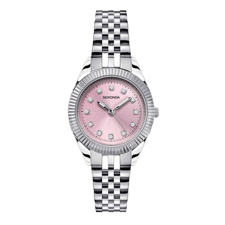 Sekonda 2830 Stone Set Pink Dial Bracelet Watch - W32454