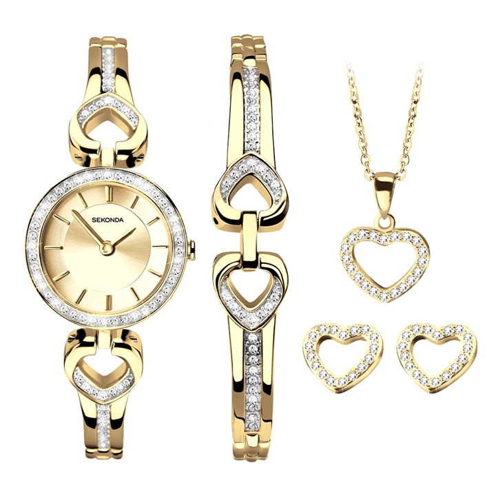 Sekonda 49103 Heart Necklace, Earrings, Bracelet & Watch Gift Set - W32499