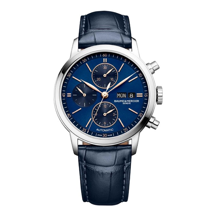 Baume & Mercier M0A10784 Classima Automatic Blue Leather Strap Watch - W35104