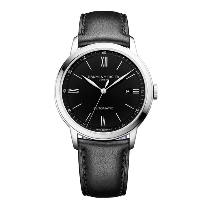Baume & Mercier BM0A10453 Classima Automatic Black Leather Strap Watch - W3549