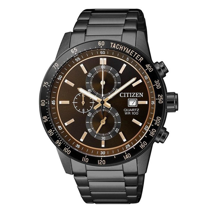 Citizen AN3605-55X Black IP Chronograph Bracelet Watch - W3943