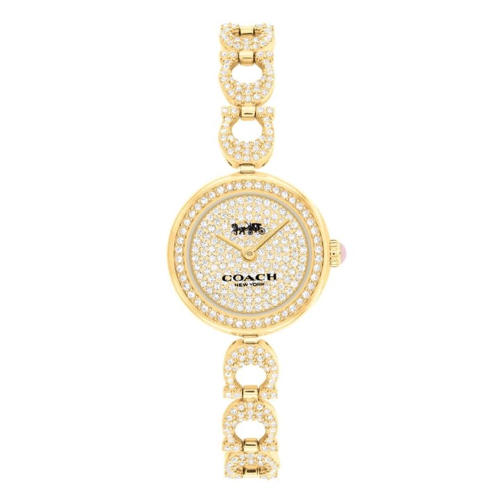 Coach 14504219 Gracie Gold Tone Stone Set Bracelet Watch - W43140