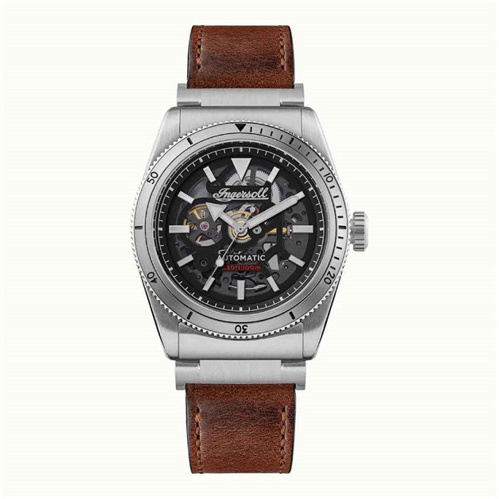 Ingersoll I13901 The Scovill Automatic Brown Leather Strap Watch - W4987