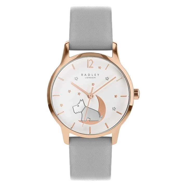 Radley RY2950A Rose Gold Plated Grey Leather Strap Watch - W51253