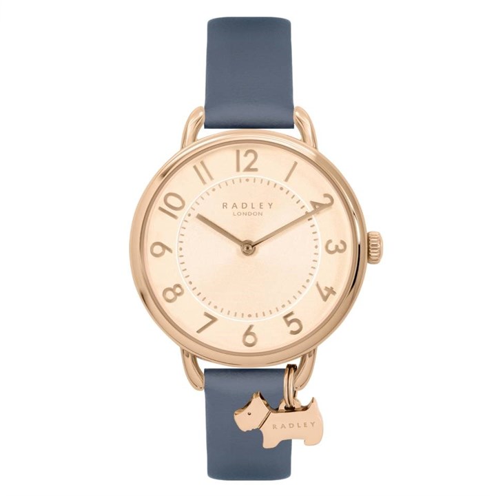 Radley RY21468 Rose Tone Blue Leather Strap Watch - W51434