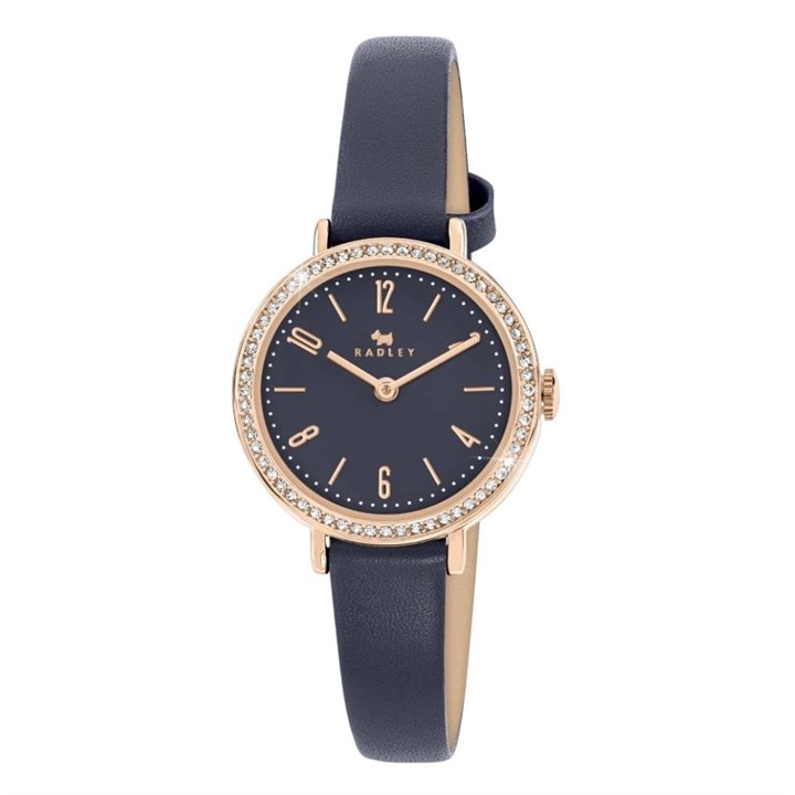 Radley RY21914A Stone Set Navy Leather Strap Watch - W51550