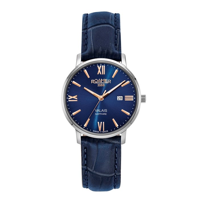 Roamer 958844 41 43 05 Valais Blue Leather Strap Watch - W60161