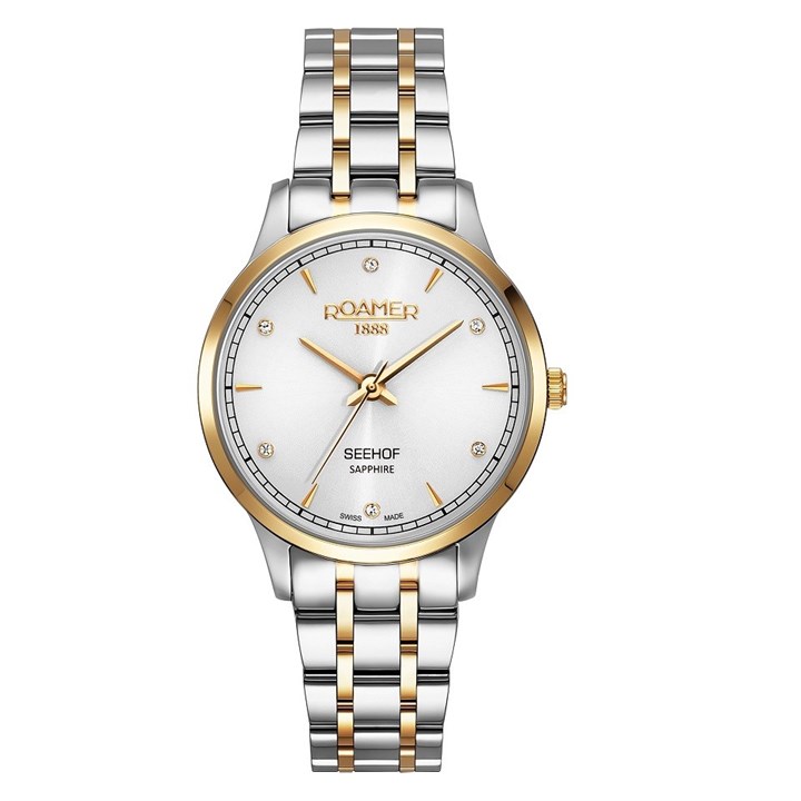 Roamer 509847 47 10 20 Two Tone White Dial Bracelet Watch - W60192