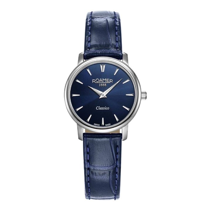 Roamer 971857 41 45 05 Classico Stainless Steel Blue Dial Blue Leather Strap Watch - W60331