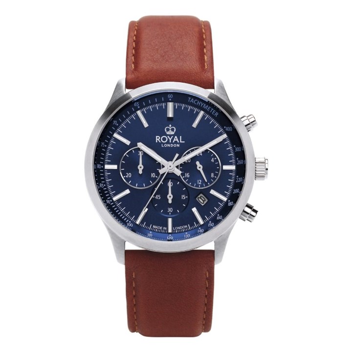 Royal London 41454-02 Chronograph Brown Leather Strap Watch - W61126