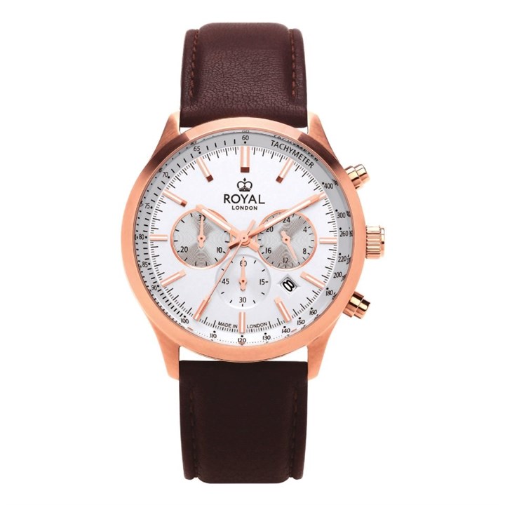 Royal London 41454-03 Chronograph Brown Leather Strap Watch - W61127