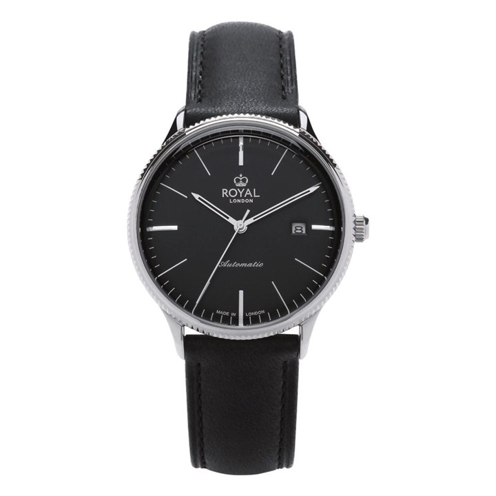 Royal London 41478-01 Automatic Black Leather Strap Watch - W61129