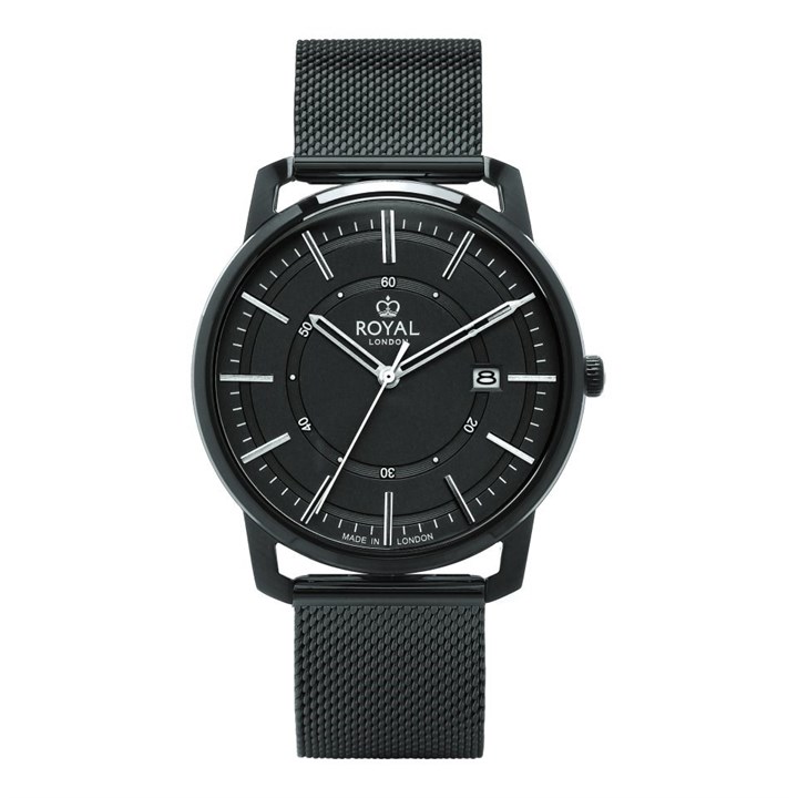 Royal London 41484-06 Black IP Mesh Bracelet Watch - W61132