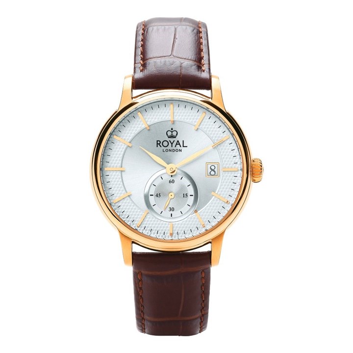 Royal London 41500-03 Gold Plated Brown Leather Strap Watch - W61135
