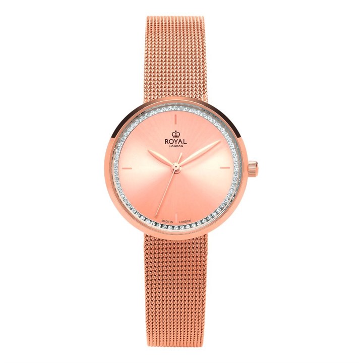 Royal London 21382-03 Rose Tone Mesh Bracelet Watch - W61141
