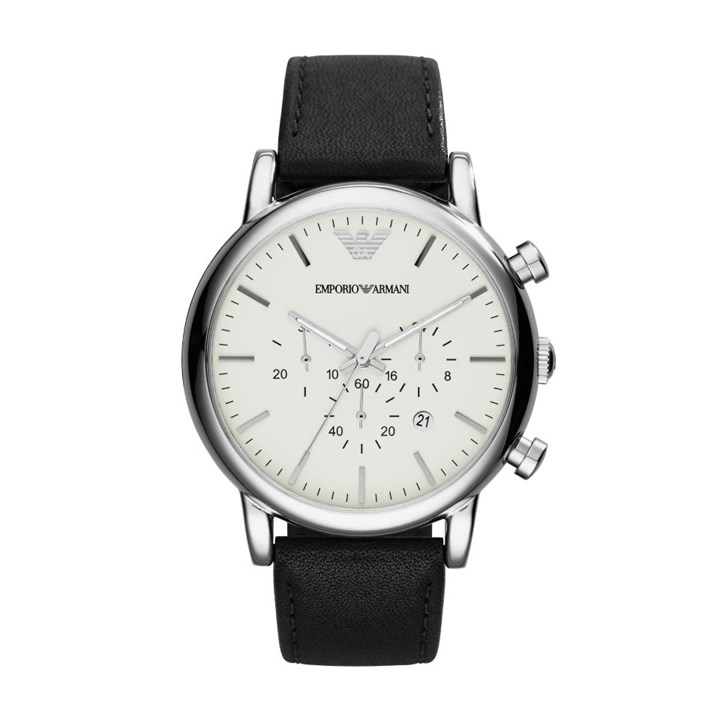 Emporio Armani AR1807 Chronograph Black Leather Strap Watch - W62145