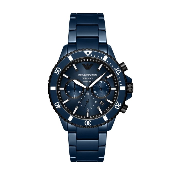 Emporio Armani AR70009 Chronograph Blue Ceramic Bracelet Watch - W62176