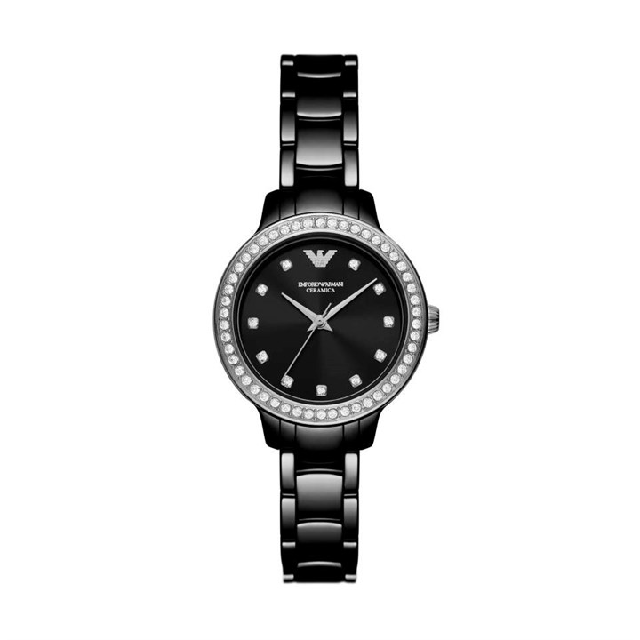 Emporio Armani AR70008 Stone Set Black Ceramic Watch - W62180