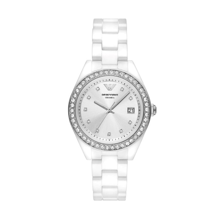 Emporio Armani AR70014 Stone Set White Ceramic Watch - W62181