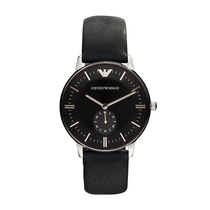 Emporio Armani AR0382 Black Leather Strap Watch - W62182