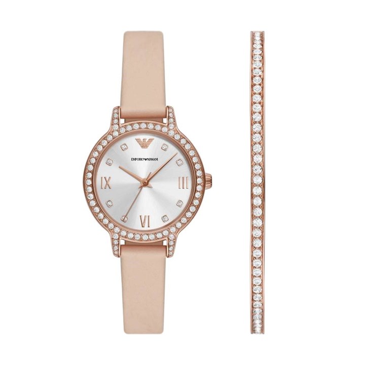 Emporio Armani AR80069SET Rose Tone Watch And Bangle Gift Set - W62189