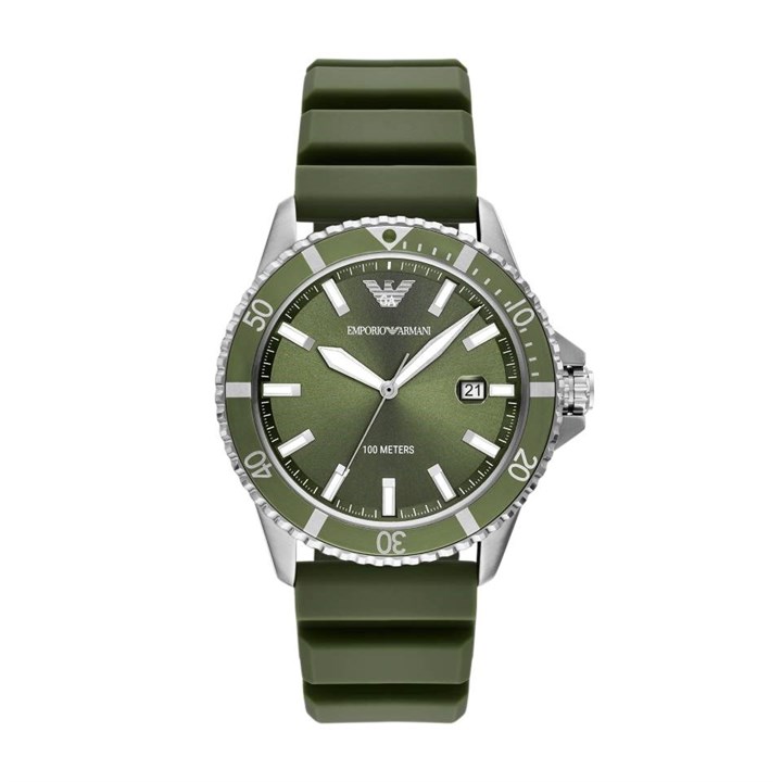 Emporio Armani AR11638 World Explorer Green Silicone Strap Watch - W62191
