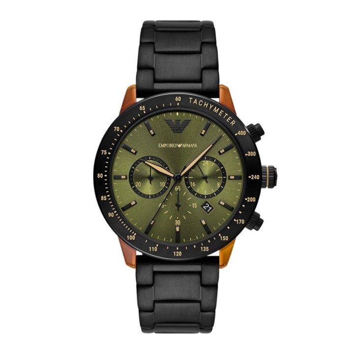 Emporio Armani AR11548 Chronograph Black IP Bracelet Watch - W62216