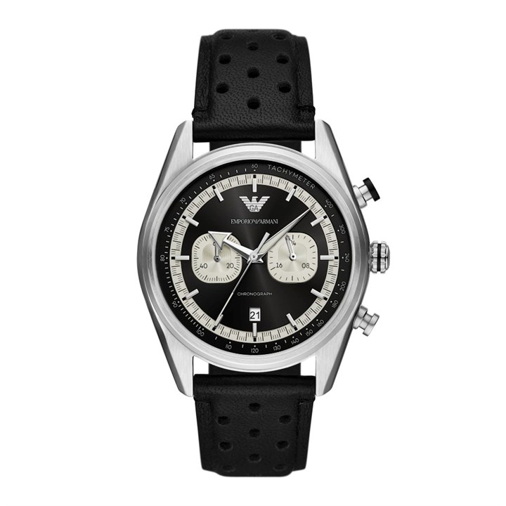 Emporio Armani AR11635 Chronograph Black Leather Strap Watch - W62234