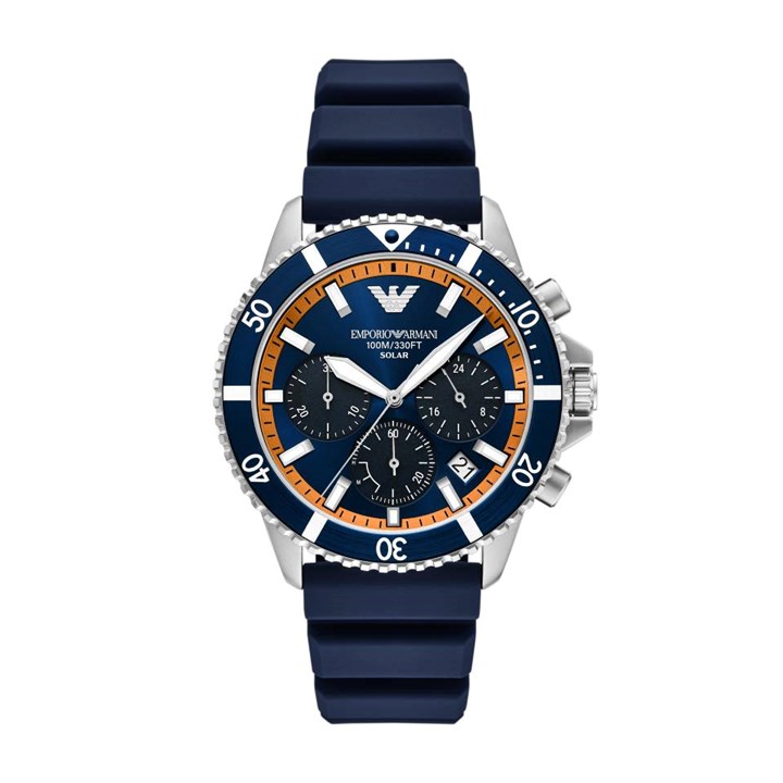 Emporio Armani AR11696 Solar Chronograph Blue Silicone Strap Watch - W62252