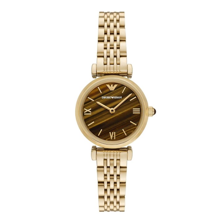 Emporio Armani AR11703 Gold Tone Tiger's Eye Bracelet Watch - W62253