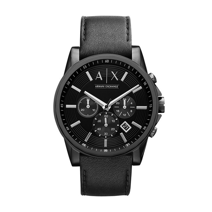 Armani Exchange AX2098 Chronograph Black Leather Strap Watch - W6287