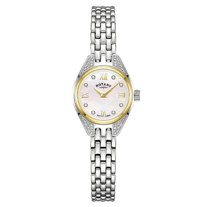 Rotary RLB05141/94 Cocktail Two Tone Mother Of Pearl Stone Set Dial Bracelet Watch - W64237
