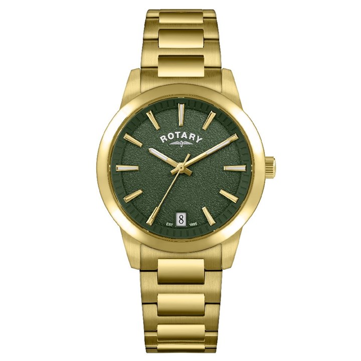 Rotary RLB10016/24 Heritage Gold Tone Green Dial Bracelet Watch - W64240