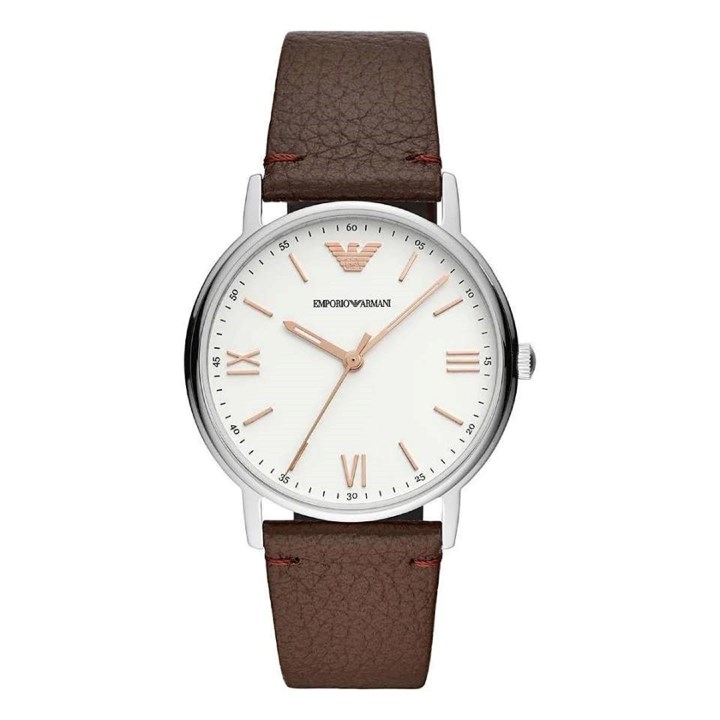 Emporio Armani AR11173 White Dial Brown Strap Watch - W65167