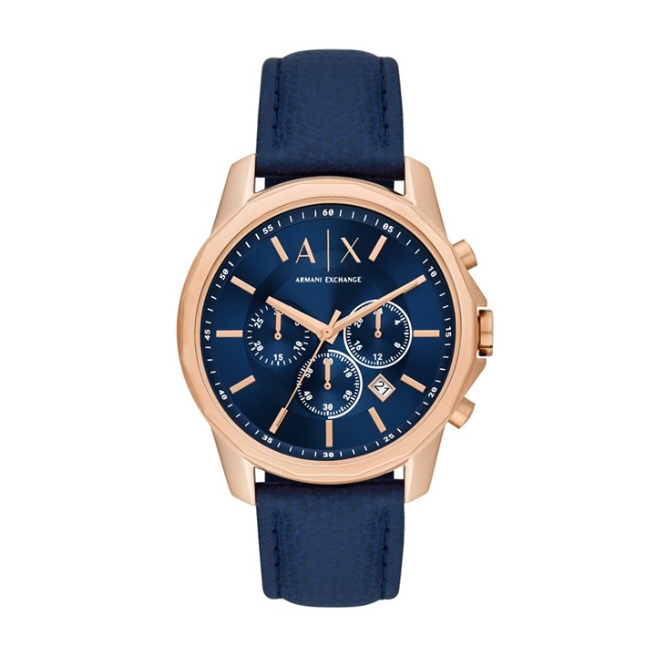 Armani Exchange AX1723 Banks Blue Leather Strap Watch - W65254