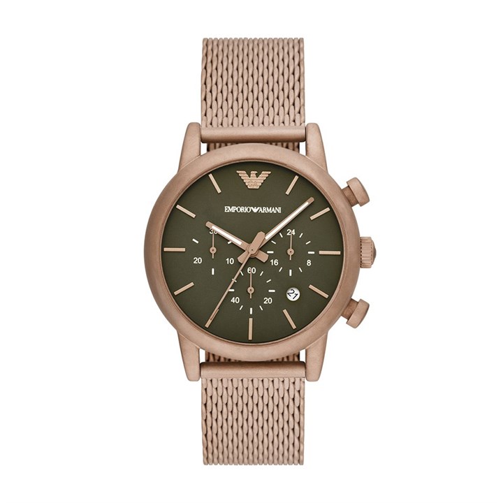 Emporio Armani AR11428 Rose Gold Plated Chronograph Mesh Bracelet Watch - W65361
