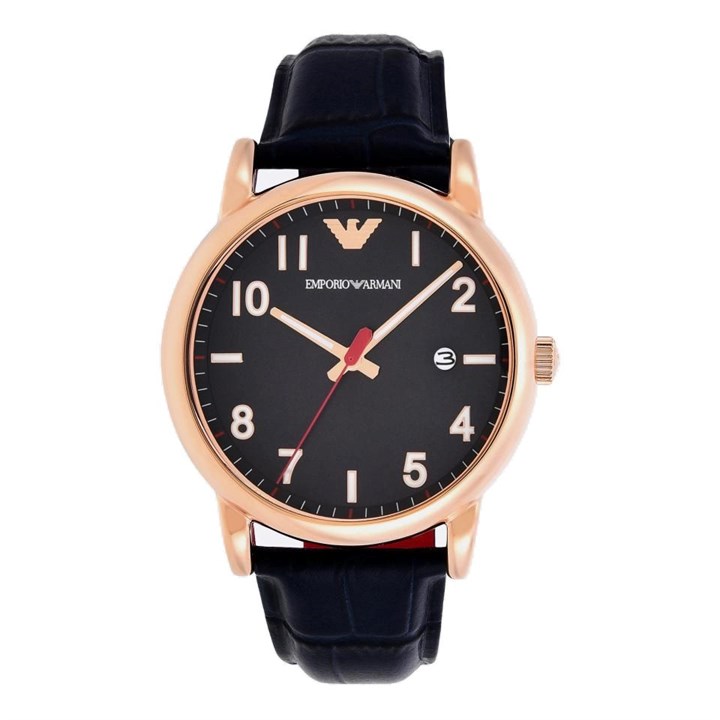 Emporio Armani AR11135 Rose Gold Plated Blue Strap Watch - W65393
