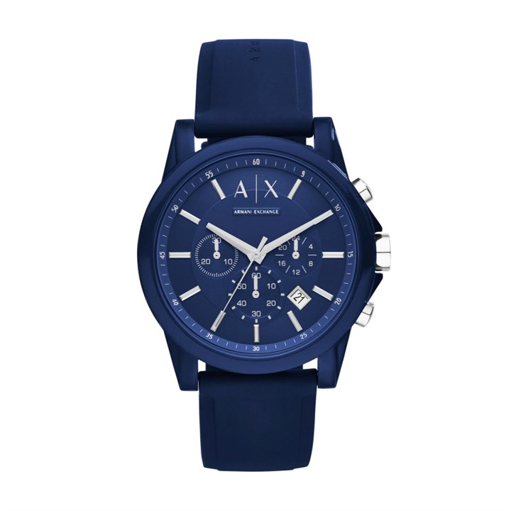 Armani Exchange AX1327 Chronograph Blue Silicone Strap Watch - W6541
