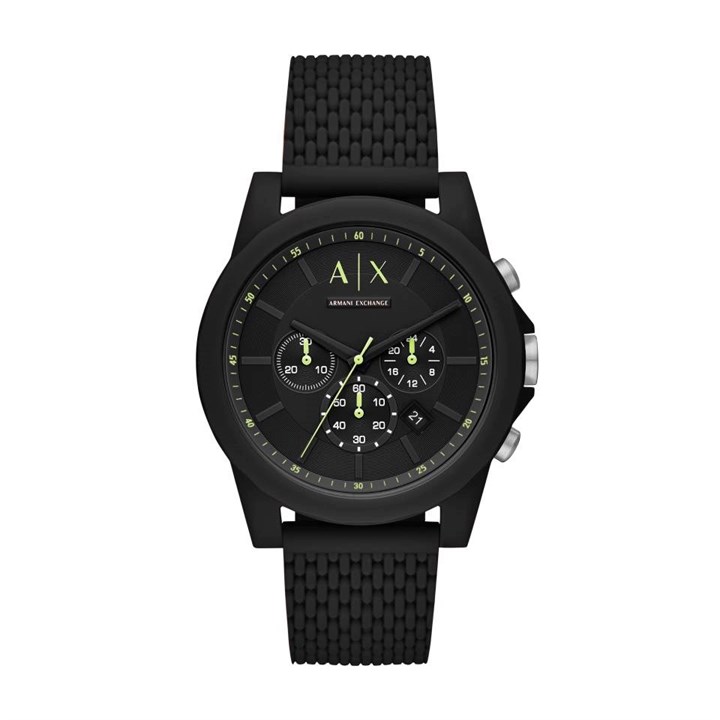Armani Exchange AX1344 Chronograph Black Silicone Strap Watch - W65421