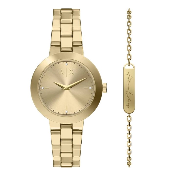 Armani Exchange AX7177SET Gold Tone Watch And Bracelet Set - W65575